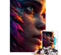 Puzzle da 1000 pezzi per adolescenti volto di donna con piume puzzle da 1000 pezzi giocattolo decorativo per la casa sfida impegnativa regalo di Natale o compleanno (50x75cm)