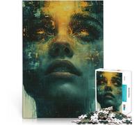 Puzzle da 1000 pezzi per adolescenti Volto di donna contemporaneo Gioco educativo per famiglie con poster abbinato e foglio di quiz 38x26cm