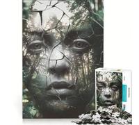 Puzzle da 1000 pezzi per adolescenti volto frammentato apparentemente nel bosco gioco rompicapo taglio di precisione compleanno e Natale 38x52cm