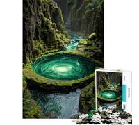 Puzzle da 1000 pezzi per adolescenti Vortice di Smeraldo nel Canyon Muschio Puzzle per adulti Gioco pratico Vacanza a casa Passatempo Regalo di Natale Compleanno (Dimensioni 38x52cm)