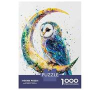 Puzzle Da 1000 Pezzi Per Adolescenti Watercolor Owl Crescent Moon Art Print Puzzle Per Adolescenti Gioco Rompicapo Migliora La Memoria Divertimento Attività A Casa, 38x26cm/1000pcs