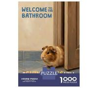 Puzzle Da 1000 Pezzi Per Adolescenti Welcome to The Bathroom Guinea Pig Puzzle Per Adulti Giochi Rilassanti Decorazione Per La Casa Per Compleanno, Natale 38x26cm/1000pcs