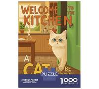 Puzzle Da 1000 Pezzi Per Adolescenti Welcome to The Kitchen Cat Poster Puzzle Per Adolescenti Gioco Pratico Migliora La Memoria Regali Per Amici E Familiari 52x38cm/1000pcs