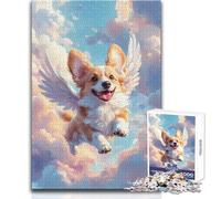 Puzzle da 1000 pezzi per adolescenti Welsh Corgi con ali d'angelo, giochi educativi ma anche un regalo divertente e umoristico per compleanni, dimensioni 50x75cm