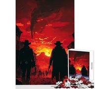 Puzzle da 1000 pezzi per adolescenti Western Town Showdown al tramonto Giocattoli antistress Regali per donne e uomini Gioco educativo Sfida educativa Dimensioni 38x52cm