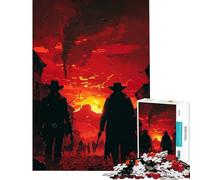Puzzle da 1000 pezzi per adolescenti Western Town Showdown at Sunset sfida educativa giocattolo fai-da-te per passare il tempo durante le vacanze adatto a ragazzi dai 14 anni in su (50x75cm)