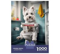 Puzzle Da 1000 Pezzi Per Adolescenti Westie on The Toilet Puzzle Per Adolescenti Gioco Per Famiglie Migliora La Memoria Regali Unici Per Compleanno E Natale 70x50cm/1000pcs