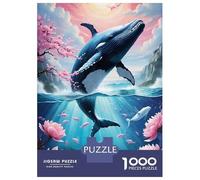 Puzzle Da 1000 Pezzi Per Adolescenti Whale Breaching Floral Seascape Puzzle Fai Da Te Giocattoli Regalo Di Compleanno Regali Di Natale Regalo Di Compleanno 38x26cm/1000pcs