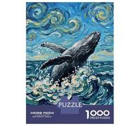 Puzzle Da 1000 Pezzi Per Adolescenti Whale Breaching in Van Gogh Puzzle Giochi Divertenti Regalo Decorativo Perfetto Per Amici E Familiari 70x50cm/1000pcs