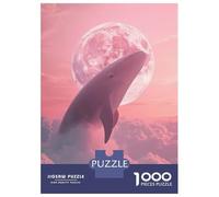 Puzzle Da 1000 Pezzi Per Adolescenti Whale in The Pink Clouds with Moon Puzzle Per Adulti Giocattolo Decorazione Da Parete Corsa Di Velocità Manuale Sfida Da Completare 38x26cm/1000pcs