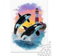 Puzzle Da 1000 Pezzi Per Adolescenti Whale Watching Sunset Lighthouse Puzzle Per Adulti Giochi Rilassanti Migliorano La Memoria Regali Antistress 70x50cm/1000pcs