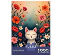 Puzzle Da 1000 Pezzi Per Adolescenti Whimsical Cat Among Blooming Flowers Fine Art Puzzle Per Adulti Giochi Divertenti Regalo Di Compleanno Per Compleanno, Natale 70x50cm/1000pcs