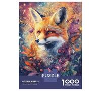 Puzzle Da 1000 Pezzi Per Adolescenti Whimsical Fox with Flowers And Berries - Vibrant Digital Airbrush Art Puzzle Per Adulti Gioco Per Famiglie Divertente E Spiritoso Regali Di Natale E Compleanno 52x