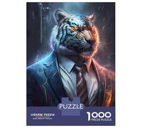 Puzzle Da 1000 Pezzi Per Adolescenti White Boss Tiger in Suit Puzzle Per Adulti Giochi Rilassanti Analisi E Logica Regali Di Natale E Compleanno 52x38cm/1000pcs