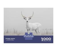 Puzzle Da 1000 Pezzi Per Adolescenti White Deer in Misty Field Puzzle Per Adulti Giochi Rilassanti Analisi E Logica Regali Di Natale E Compleanno 38x26cm/1000pcs