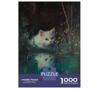 Puzzle Da 1000 Pezzi Per Adolescenti White Kitten by The Pond Puzzle Per Adulti Giochi Per Famiglie Decorazione Perfetta Regali Unici Per Compleanno E Natale 52x38cm/1000pcs