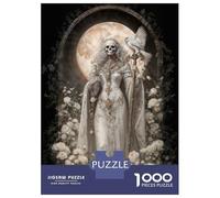 Puzzle Da 1000 Pezzi Per Adolescenti White Santa Muerte with Owl And Roses Puzzle Per Adolescenti Gioco Rompicapo Regali Per Donne Attività Divertenti A Casa 52x38cm/1000pcs