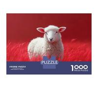 Puzzle Da 1000 Pezzi Per Adolescenti White Sheep in Red Field Puzzle Giochi Divertenti Regalo Decorativo Perfetto Per Amici E Familiari 70x50cm/1000pcs