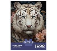 Puzzle Da 1000 Pezzi Per Adolescenti White Tiger Floral Bliss Puzzle Per Adolescenti Giocattoli Antistress Ma Divertenti E Umoristici Regali Unici Per Compleanni 38x26cm/1000pcs