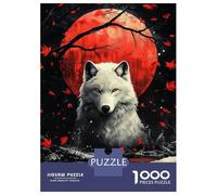 Puzzle Da 1000 Pezzi Per Adolescenti White Wolf Red Moon Puzzle Per Adulti Giochi Rilassanti Regalo Di Compleanno Regali Per Amici E Familiari 70x50cm/1000pcs