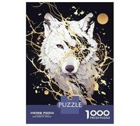 Puzzle Da 1000 Pezzi Per Adolescenti White Wolf with Golden Accents Puzzle Giochi Divertenti Regalo Decorativo Perfetto Per Amici E Familiari 70x50cm/1000pcs