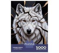 Puzzle Da 1000 Pezzi Per Adolescenti White Wolf with Golden Cracks Puzzle Per Adulti Gioco Rompicapo Antistress Per Compleanno, Natale 52x38cm/1000pcs