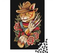Puzzle Da 1000 Pezzi Per Adolescenti Wild Cat with Claws Tattoo Design Puzzle Per Adolescenti Gioco Pratico Migliora La Memoria Regali Per Amici E Familiari 70x50cm/1000pcs