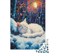 Puzzle Da 1000 Pezzi Per Adolescenti Winter Cat Snowscape Adolescenti Puzzle Giochi Rilassanti Difficili Regali Difficili Per Amici E Familiari 52x38cm/1000pcs