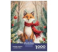 Puzzle Da 1000 Pezzi Per Adolescenti Winter Fox with Scarf And Ornaments Puzzle Per Adulti Giocattoli Antistress Migliorano La Memoria Regali Di Compleanno E Unici 70x50cm/1000pcs