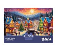 Puzzle Da 1000 Pezzi Per Adolescenti Winter Village Christmas Painting Puzzle Per Adulti Gioco Pratico Vacanza A Casa Passa Il Tempo Aiuta Ad Allenare Il Cervello 52x38cm/1000pcs