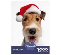Puzzle Da 1000 Pezzi Per Adolescenti Wire Fox Terrier Dog with Santa Hat Puzzle Per Adulti Gioco Pratico Regali Per Donne Per Compleanno, Natale 38x26cm/1000pcs