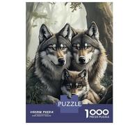Puzzle Da 1000 Pezzi Per Adolescenti Wolf Family in Forest Puzzle Per Adulti Gioco Pratico Assemblaggio Del Modello Divertimento Attività A Casa, 70x50cm/1000pcs