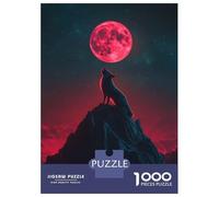 Puzzle Da 1000 Pezzi Per Adolescenti Wolf Howling at Blood Moon Puzzle Per Adulti Giocattolo Decorazione Da Parete Regali Per Donne Compleanno E Regali Unici 52x38cm/1000pcs