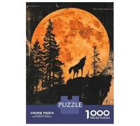 Puzzle Da 1000 Pezzi Per Adolescenti Wolf Howling at Full Moon Poster Puzzle Per Adulti Gioco Pratico Antistress Regali Per Amici E Familiari 38x26cm/1000pcs