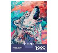 Puzzle Da 1000 Pezzi Per Adolescenti Wolf Howling at Moon Wall Art Print Puzzle Per Adulti Gioco Per Famiglie Un'opera D'arte Regali Unici Per Compleanni E Occasioni Speciali 52x38cm/1000pcs