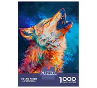 Puzzle Da 1000 Pezzi Per Adolescenti Wolf Howling at Moon Wall Art Print Puzzle Per Adulti Gioco Pratico Regali Per Donne Regali Per Amici E Familiari 70x50cm/1000pcs