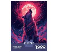 Puzzle Da 1000 Pezzi Per Adolescenti Wolf Howling at The Moon Puzzle Per Adulti Giochi Per Famiglie Un'opera D'arte Regali Antistress 52x38cm/1000pcs