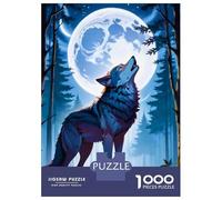 Puzzle Da 1000 Pezzi Per Adolescenti Wolf Howling at The Moon Puzzle Per Adulti Giochi Rilassanti Taglio Di Precisione Regali Unici Per Compleanni E Occasioni Speciali 38x26cm/1000pcs