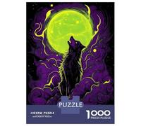 Puzzle Da 1000 Pezzi Per Adolescenti Wolf Howling at The Moon Puzzle Per Adulti Gioco Pratico Ma Divertente E Umoristico Sfida Educativa 52x38cm/1000pcs