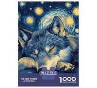 Puzzle Da 1000 Pezzi Per Adolescenti Wolf in Starry Night Puzzle Per Adolescenti Giocattoli Fai Da Te Analisi E Logica Per Compleanno, Natale 70x50cm/1000pcs