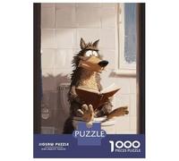 Puzzle Da 1000 Pezzi Per Adolescenti Wolf Reading on Toilet Poster, Picture, Metal Print, Paint by Creed Puzzle Per Adulti Giochi Rilassanti Ma Divertenti E Umoristici Sfida Da Completare 70x50cm/1000