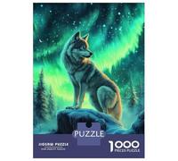 Puzzle Da 1000 Pezzi Per Adolescenti Wolf Under The Northern Lights Puzzle Per Adulti Giochi Divertenti Antistress Regali Per La Riduzione Dello Stress 52x38cm/1000pcs