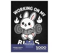 Puzzle Da 1000 Pezzi Per Adolescenti Working On My Buns - Funny Easter Gym Bunny Squat Pun Puzzle Per Adulti Fai Da Te Giocattoli Antistress Regali Di Natale E Compleanno 38x26cm/1000pcs