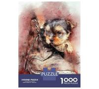 Puzzle Da 1000 Pezzi Per Adolescenti Yorkie Boots Watercolor Puzzle Per Adolescenti Gioco Pratico Migliora La Memoria Compleanno E Altri Regali 52x38cm/1000pcs