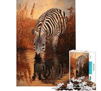 Puzzle da 1000 pezzi per adolescenti zebra che beve al tramonto puzzle antistress per adulti giocattolo per il divertimento in famiglia attività divertenti da fare a casa (dimensioni 50x75cm)