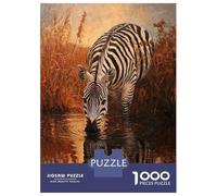 Puzzle Da 1000 Pezzi Per Adolescenti Zebra Drinking at Sunset Puzzle Per Adulti Giochi Per Famiglie Regalo Di Compleanno Regali Per Amici E Familiari 52x38cm/1000pcs