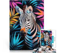 Puzzle da 1000 pezzi per adolescenti Zebra nel fogliame tropicale Rompicapo per Ogni pezzo è unico - Gioco divertente e stimolante per tutta la famiglia 38x26cm