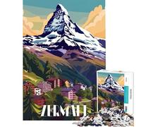 Puzzle da 1000 pezzi per adolescenti Zermatt Mountain Village Aiuta l'esercizio cerebrale Presenta giochi per famiglie per donne 14+ Gioco di puzzle offerto (50x75cm)