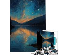 Puzzle da 1000 pezzi per adolescentigatto che guarda un lago stellato Divertimento a casa attività rilassanti per migliorare la memoria adatto a persone dai 14 anni in su (38x52cm)