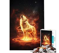 Puzzle da 1000 pezzi per adolescentiLupo luminoso che ulula nella notte ideale per compleanni e Natale Gioco difficile per famiglie dai 14 anni in su (50x75cm)